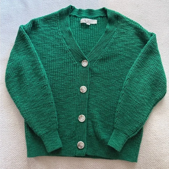 LOFT Green Cozy Button-Front Cardigan - Picture 6 of 9